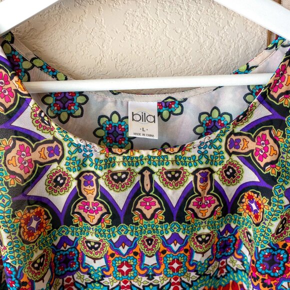Bila Boho Sleeveless Blouse Size Large Colorful Boho Layered Tank Top - Picture 2 of 8